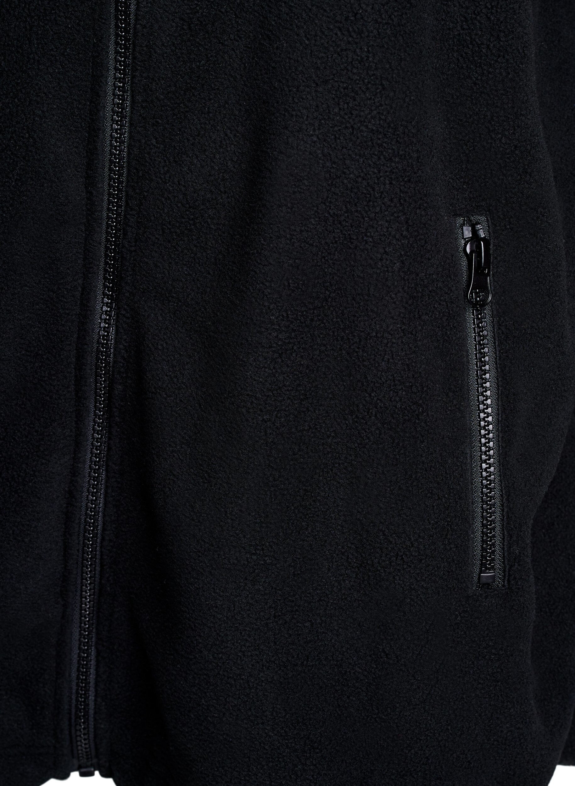 Zizzi Fleecejacke mit Taschen, Schwarz, Packshot image number 3