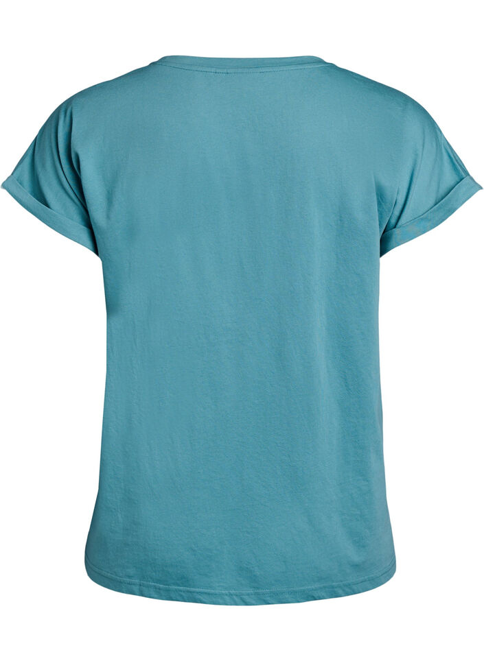 Kurz&auml;rmeliges T-Shirt aus einer Baumwollmischung, Blau, Packshot image number 1