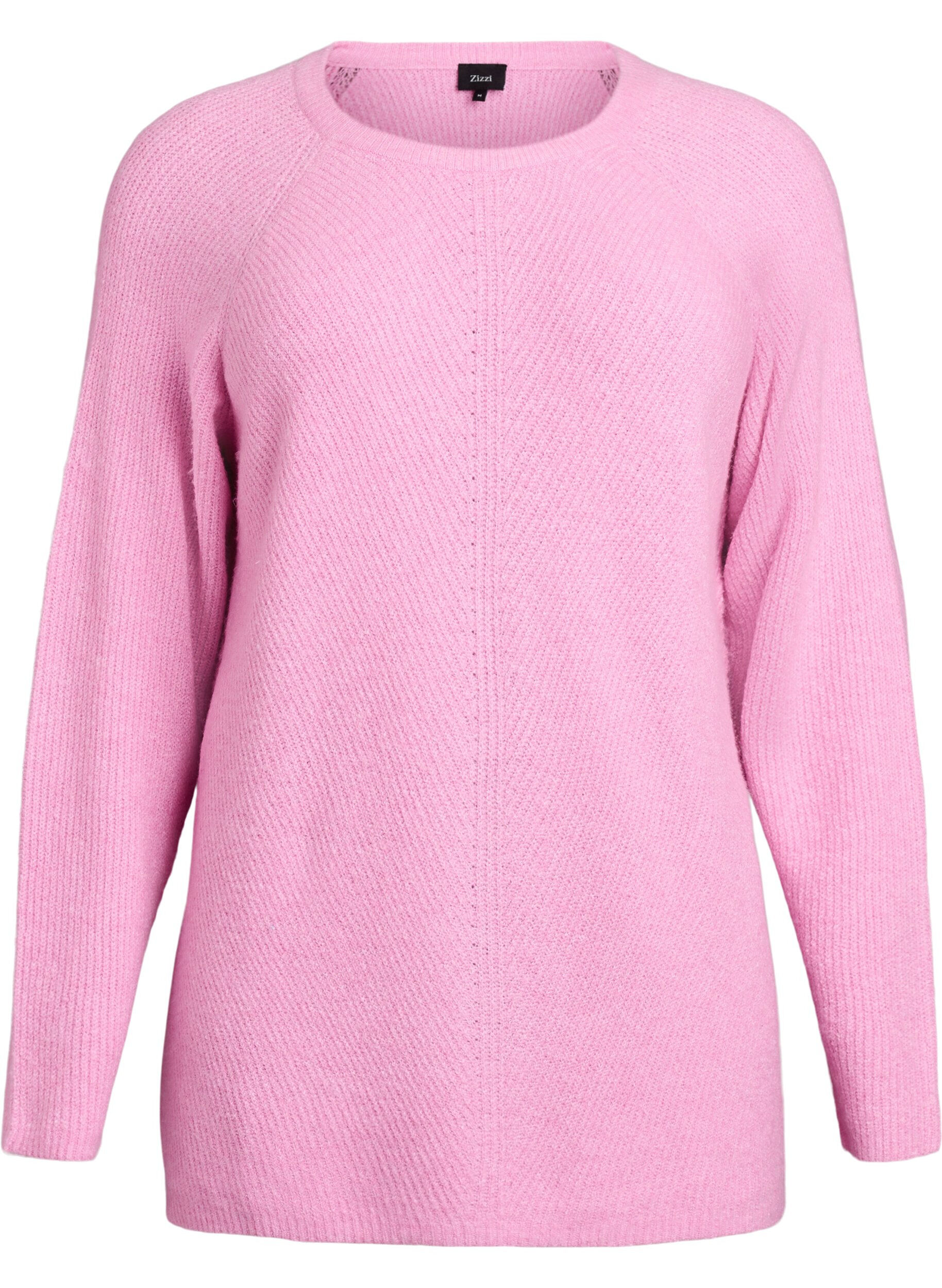 ZizziStrickpullover mit Diagonalmuster und Raglan&auml;rmeln, Pink, Packshot image number 0