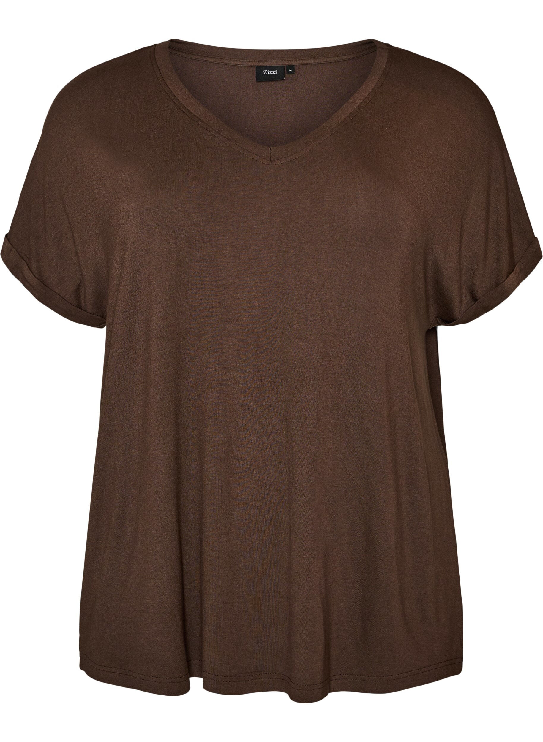 Basic T-Shirt aus Viskose mit V-Ausschnitt