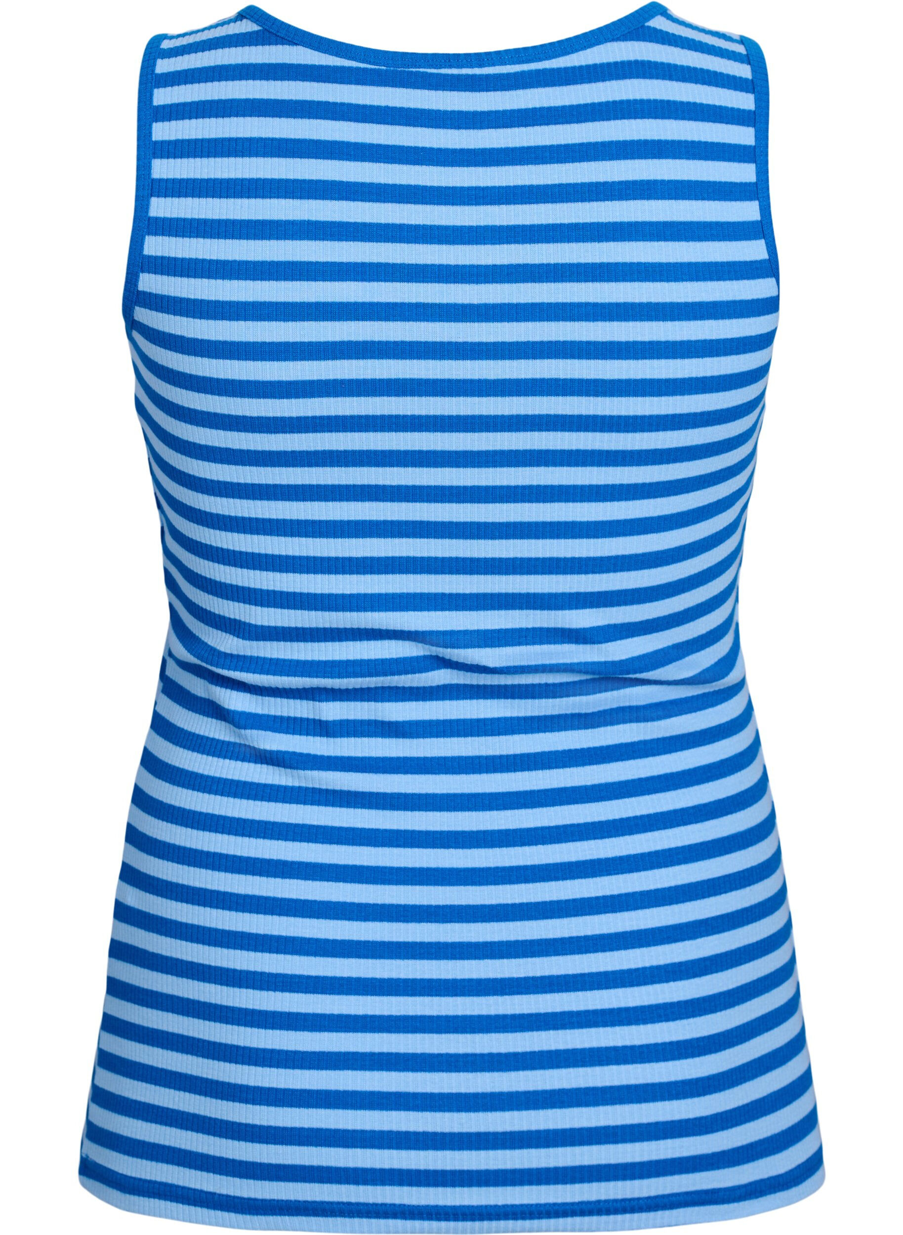 ZizziGestreiftes Tanktop mit Rippenstruktur, Blau, Packshot image number 1