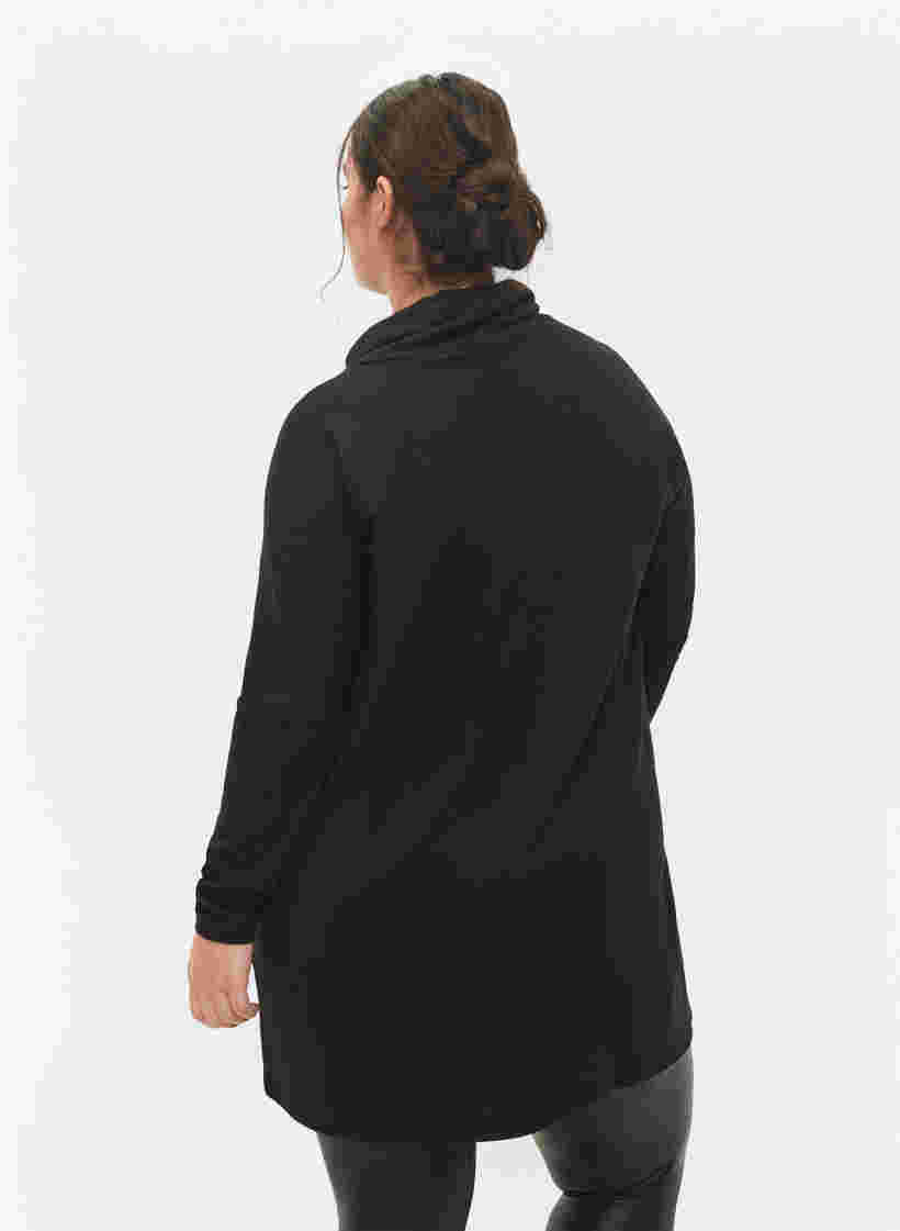 Tunika mit langen Ärmeln und hohem Kragen, Black, Model image number 1