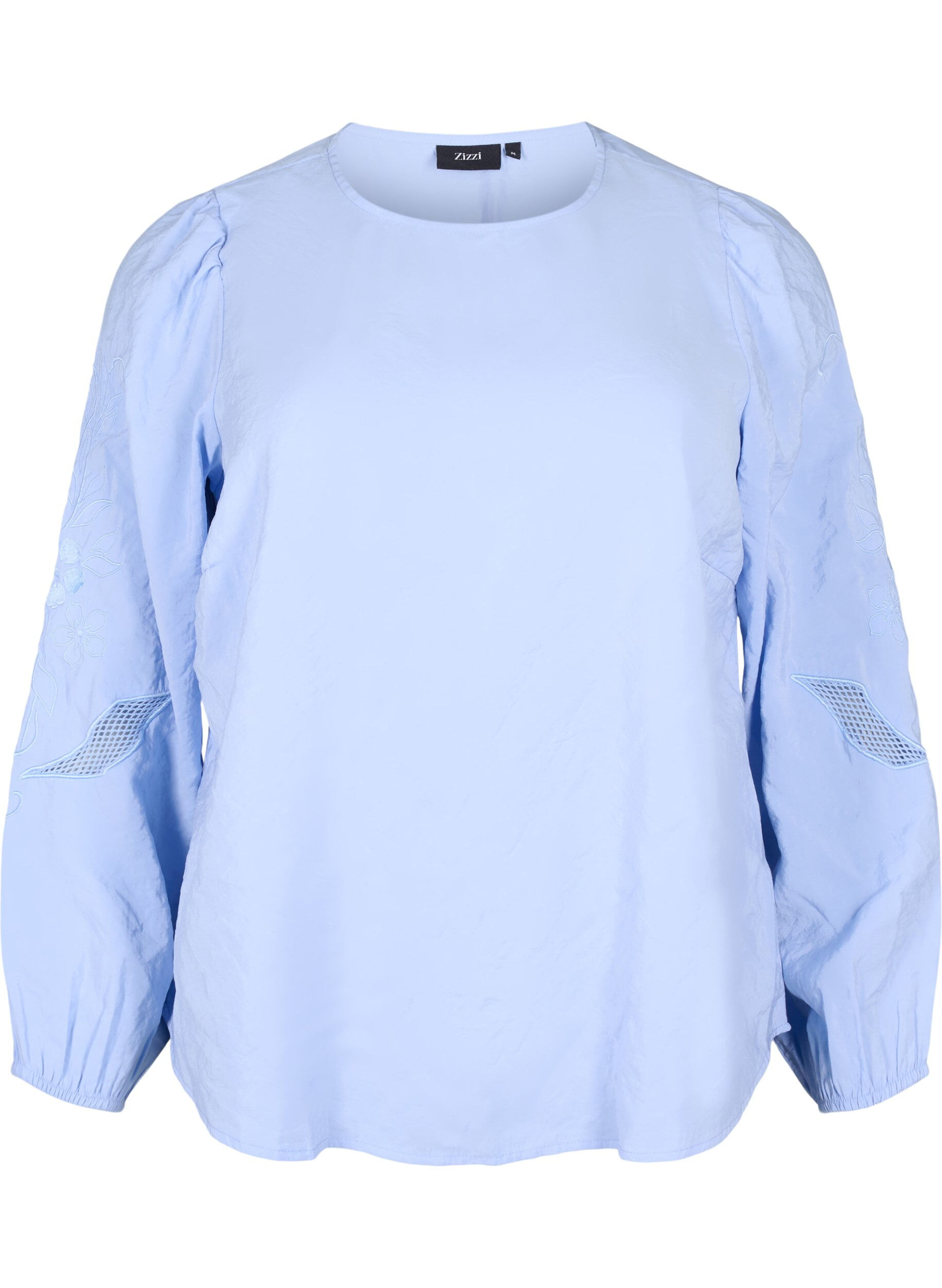 Zizzi Bluse aus TENCEL&trade;-Modal mit gestickten Details, Serenity, Packshot image number 0