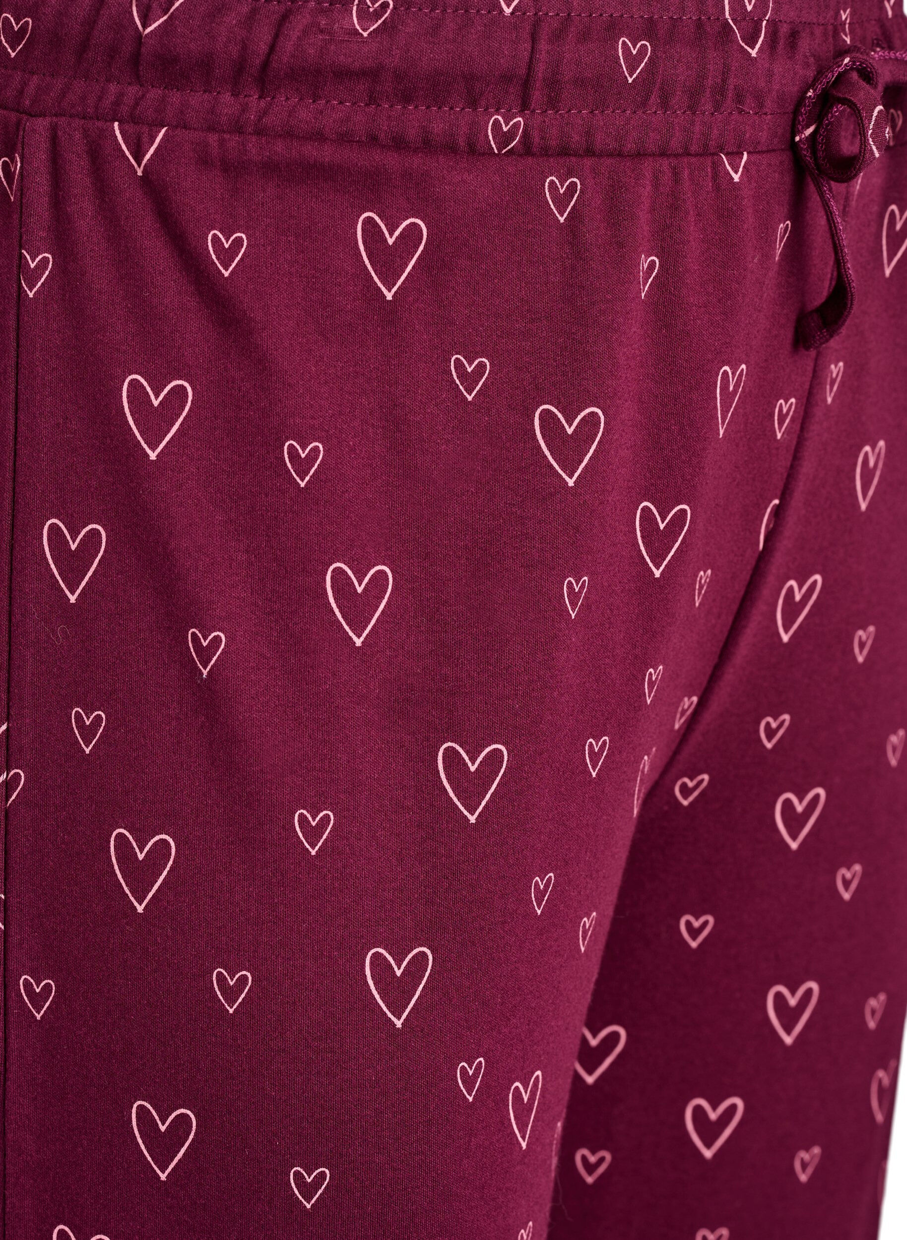 Zizzi Baumwoll-Pyjamahose mit hohem Bund, Dunkles Bordeaux, Packshot image number 2