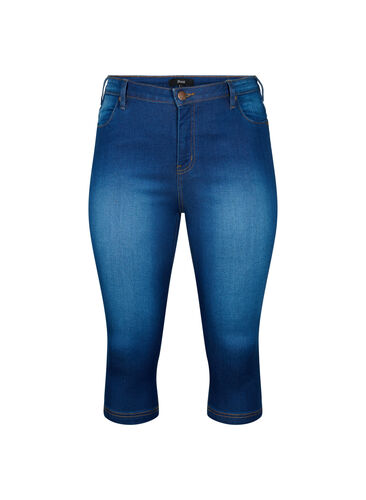 Hoch taillierte Amy Capri Jeans mit Super Slim Fit, Blue denim, Packshot image number 0