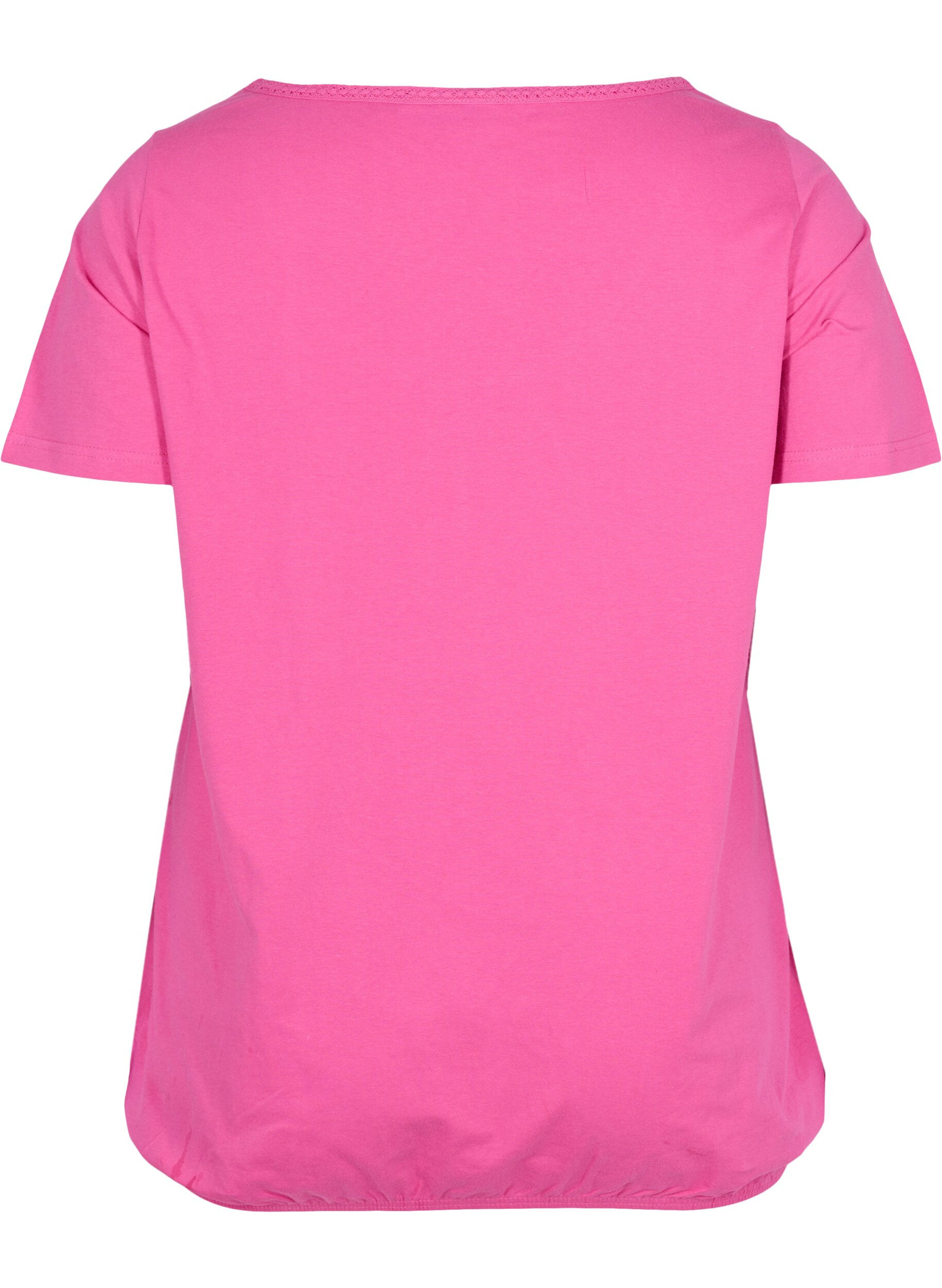 Zizzi Kurzarm Baumwoll-T-Shirt, Raspberry Rose, Packshot image number 1
