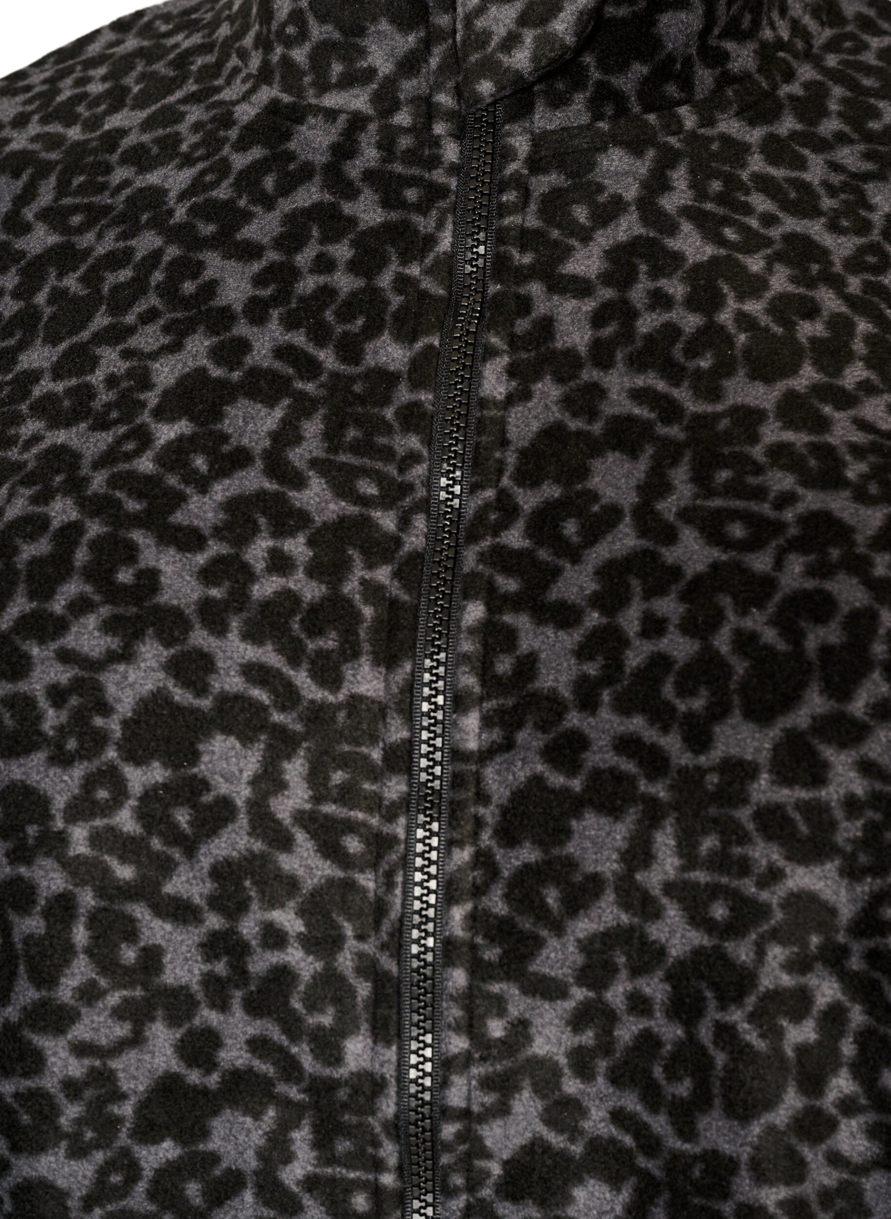 ZizziFleecejacke mit Leopardenmuster und hohem Kragen, Schwarz, Packshot image number 2