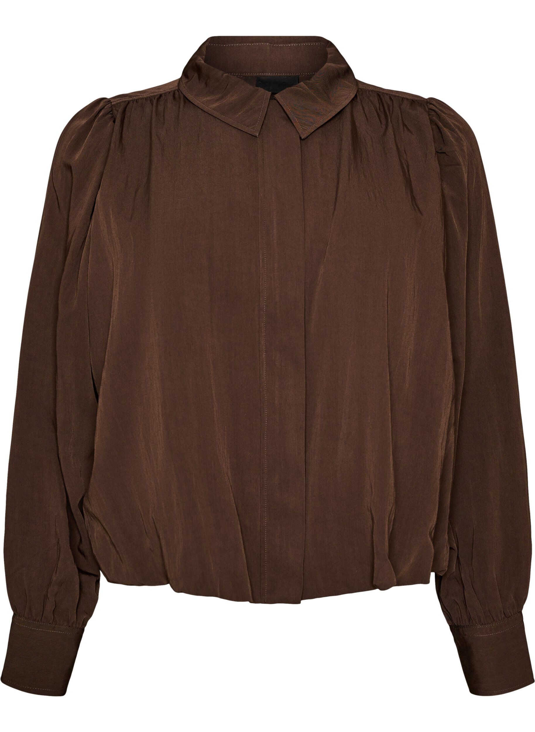 ZizziBluse mit Ballonform und verdecktem Rei&szlig;verschluss, Braun, Packshot image number 0