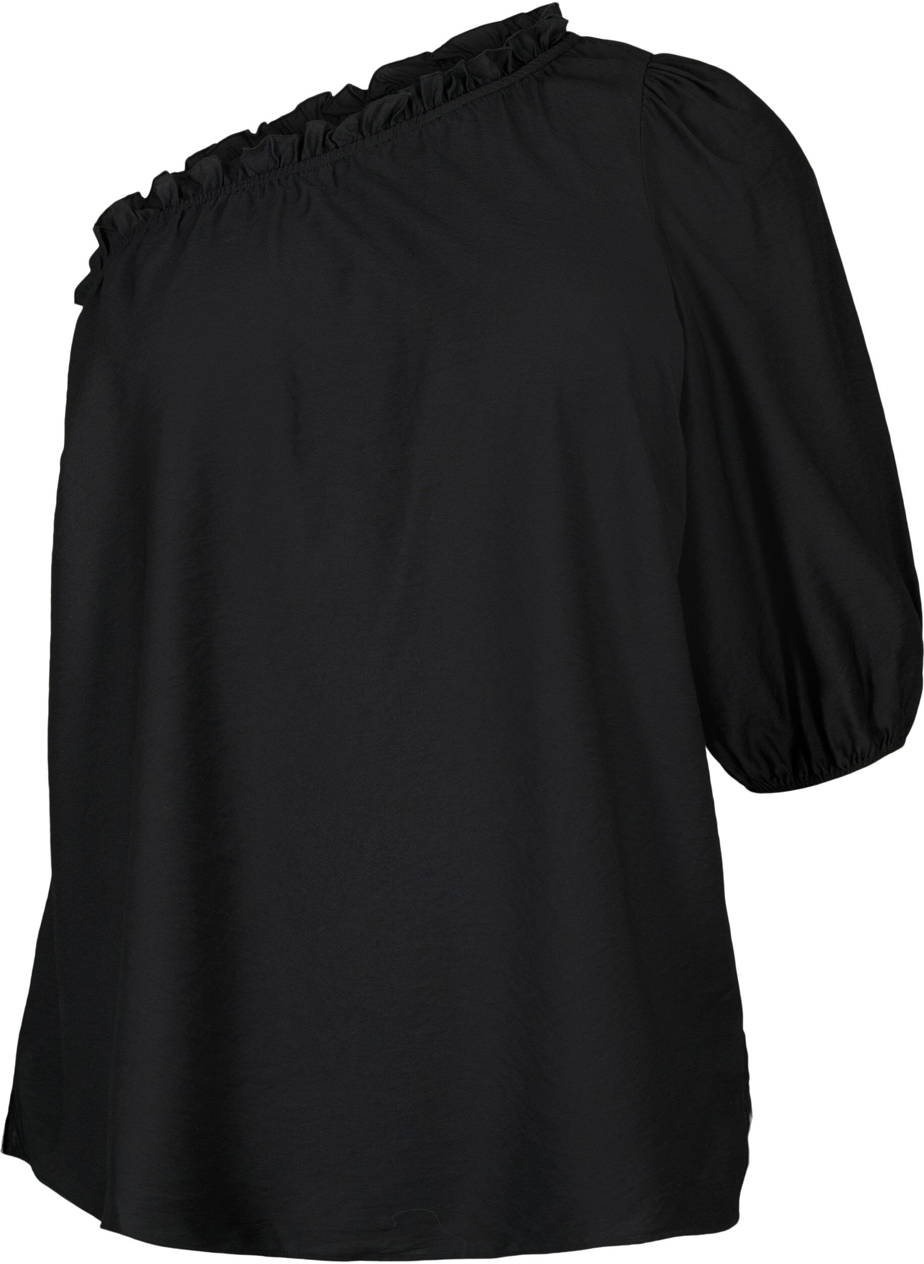 Zizzi Schulterbluse aus Viskose, Schwarz, Packshot image number 0
