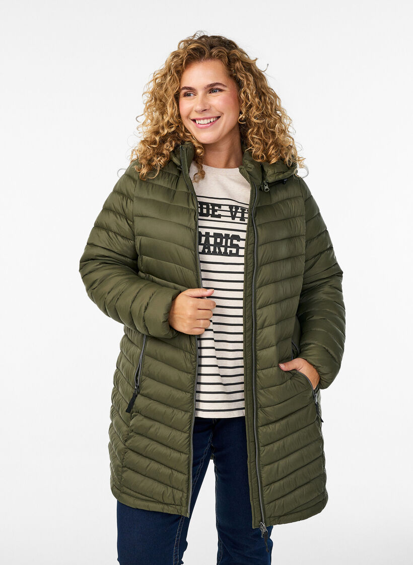 Leichte Jacke mit Taschen und abnehmbarer Kapuze, Grün, Model image number 0