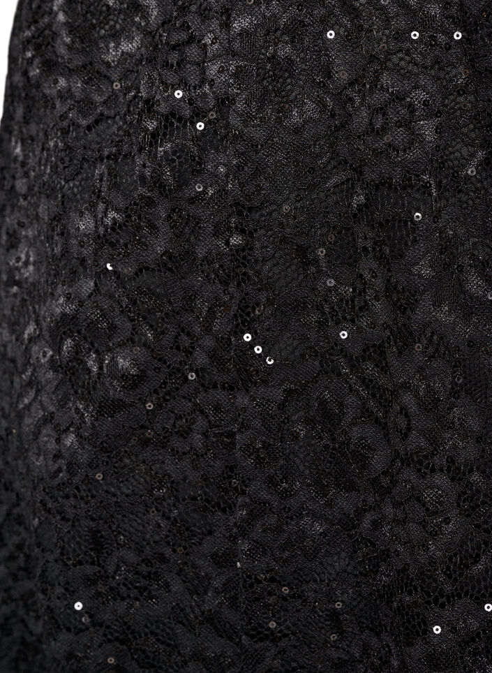 Midirock aus Spitze mit Pailletten, Schwarz, Packshot image number 2