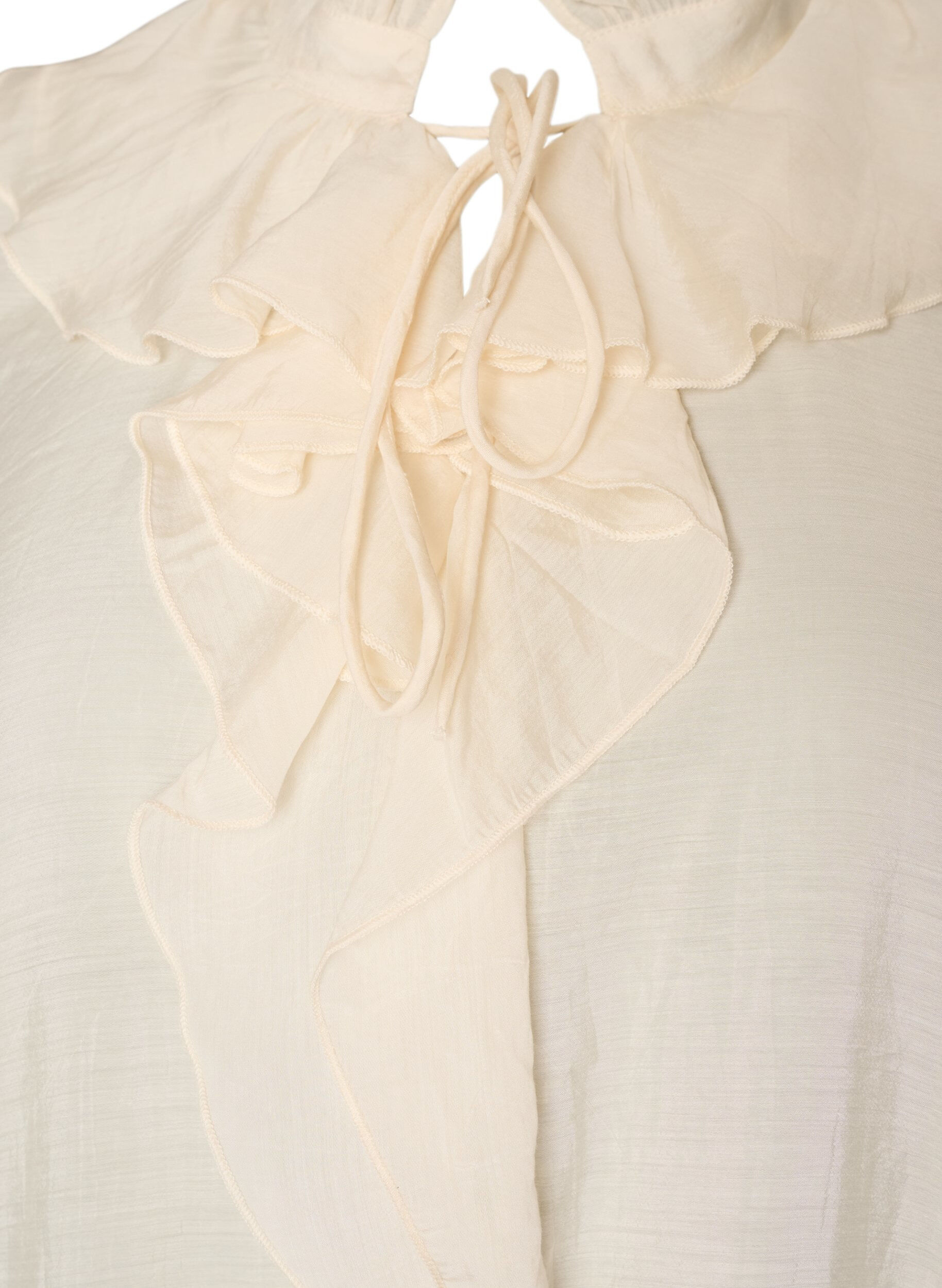 ZizziViskosebluse mit R&uuml;schen und langen &Auml;rmeln, Vanille, Packshot image number 2
