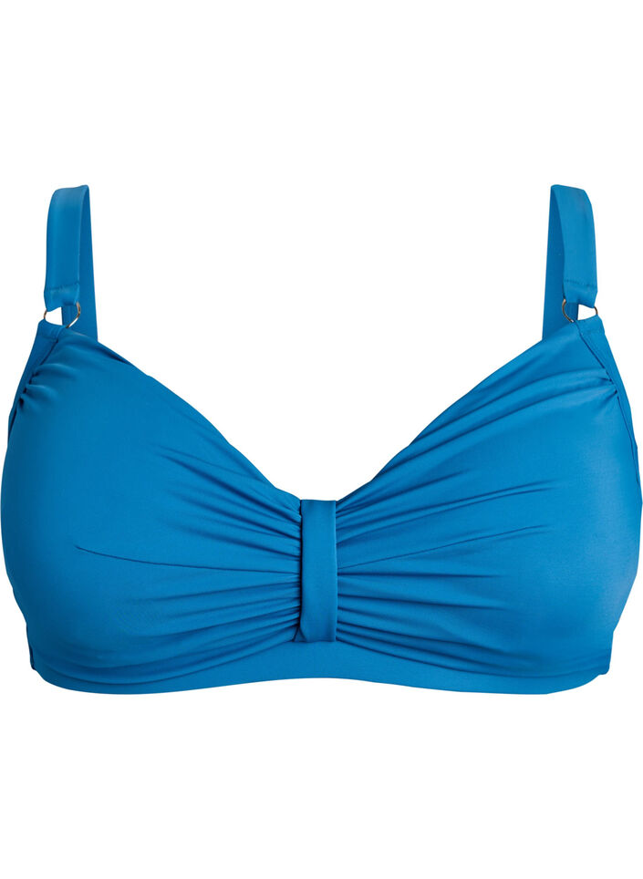Bikini-BH mit B&uuml;gel und Drapierung, Blau, Packshot image number 0