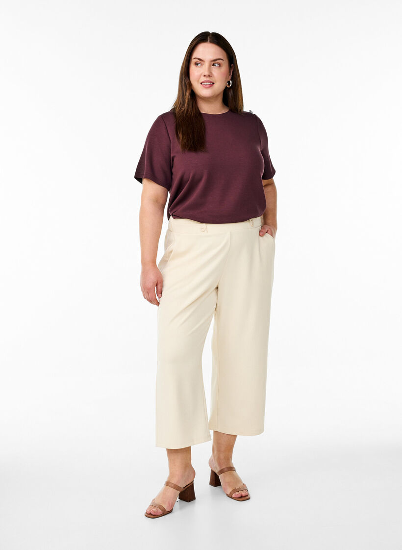 7/8 Hose mit lockerer Passform, Beige, Model image number 0