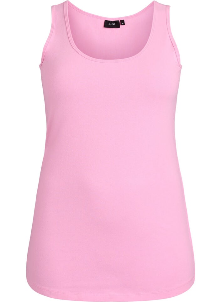 Solide Farbe Grundoberteil aus Baumwolle, Pink, Packshot image number 0