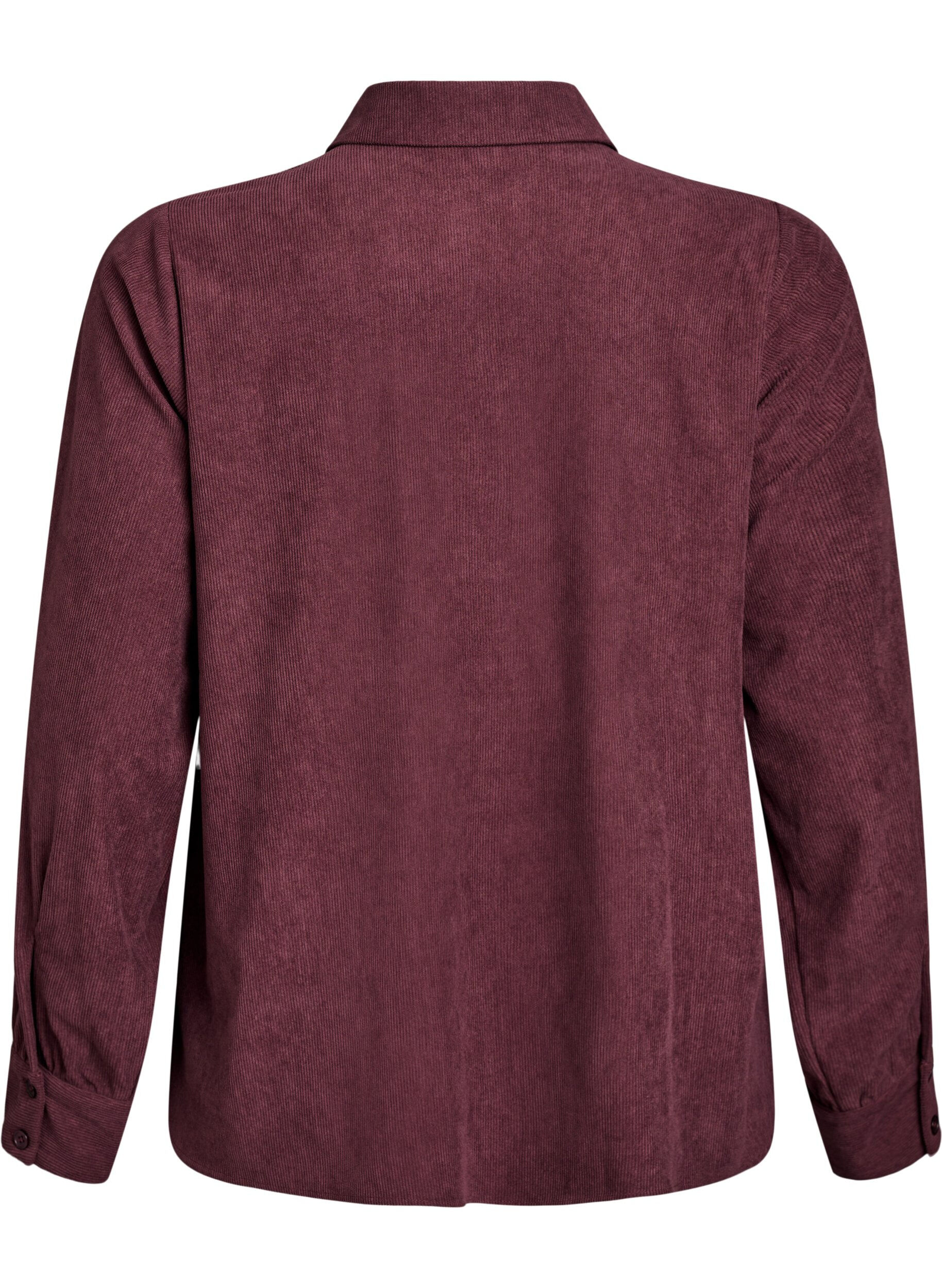 Zizzi Lang&auml;rmlige Bluse aus Cord, Dunkles Bordeaux, Packshot image number 1