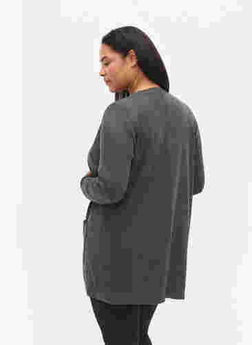 Lange Strickjacke aus einer Viskosemischung, Dark Grey Melange, Model image number 1