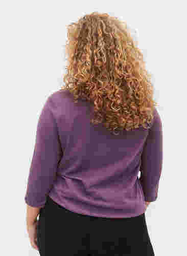 Baumwoll-T-Shirt mit 3/4 Ärmeln, Vintage Violet, Model image number 1