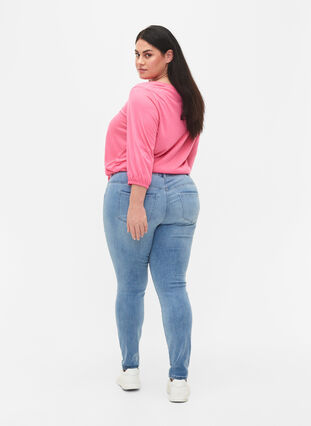 Extra Slim Sanna Jeans mit Stickerei, Light blue, Model image number 1