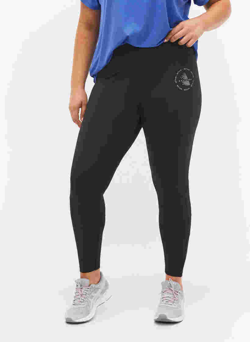 Unifarbene Fitness-Leggings, Black, Model image number 2