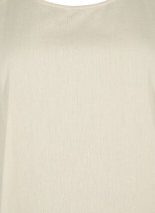 Kurzärmelige Bluse aus Baumwollmischung mit Leinen, Sandshell, Packshot image number 2
