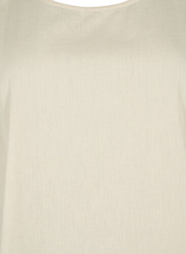 Kurzärmelige Bluse aus Baumwollmischung mit Leinen, Sandshell, Packshot image number 2