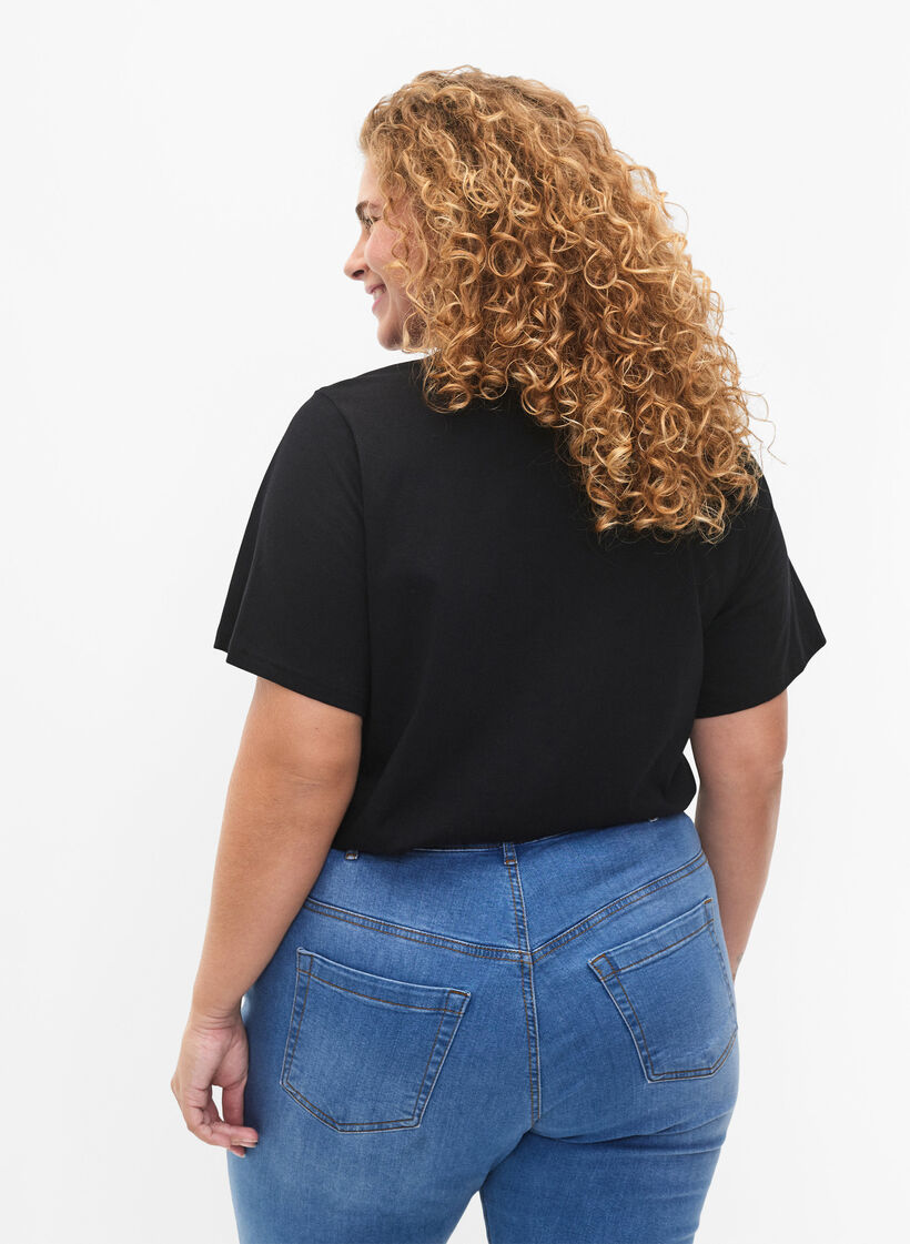 T-Shirt aus Bio-Baumwolle mit Text, Black ÉTOILE, Model image number 1