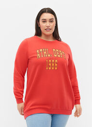 Langes Sweatshirt mit Textdruck, Hisbiscus, Model
