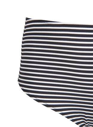 Gestreiftes Bikiniunterteil mit hoher Taille, Navy Striped, Packshot image number 2