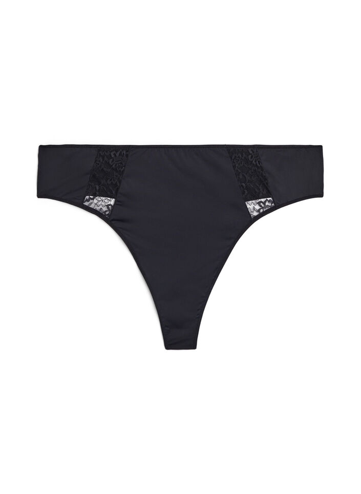 3er Pack G-Strings mit Spitzendetails, Schwarz, Packshot image number 2