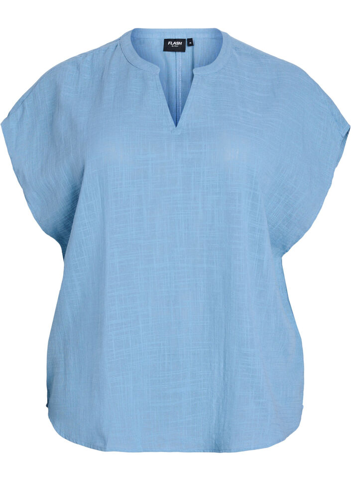 Lockere Bluse mit angeschnittenen &Auml;rmeln, Blau, Packshot image number 0