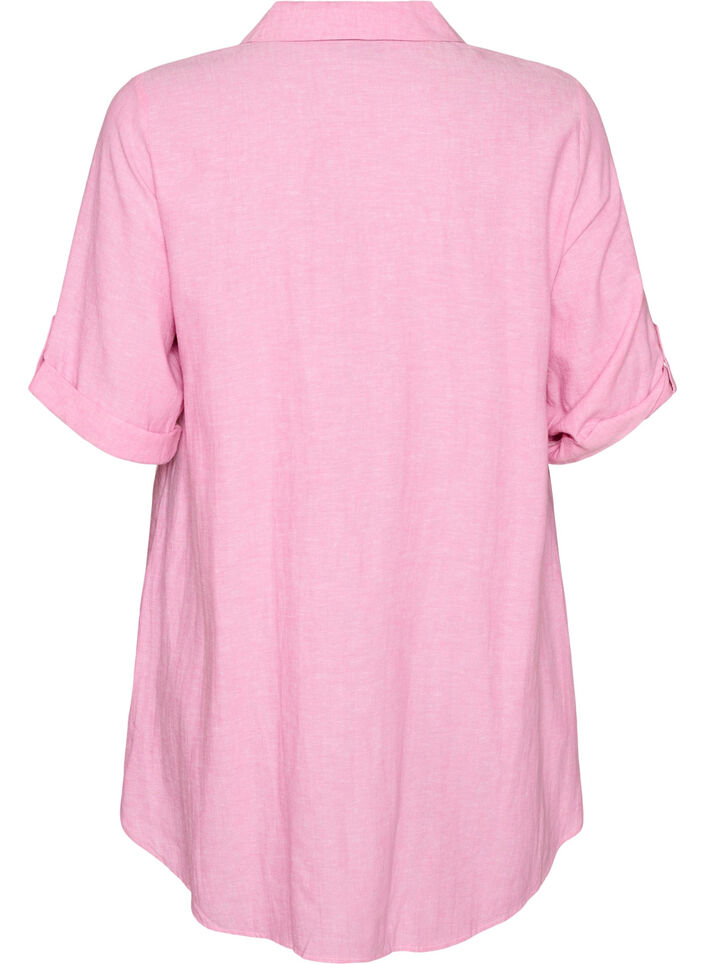 Tunika aus Leinen und Viskose mit A-Linie, Pink, Packshot image number 1