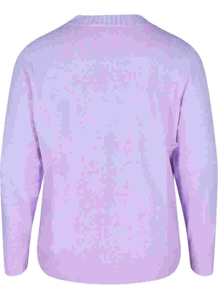Kurzer Strickcardigan mit kontrastvollen Knöpfen, Purple Rose Mel., Packshot image number 1