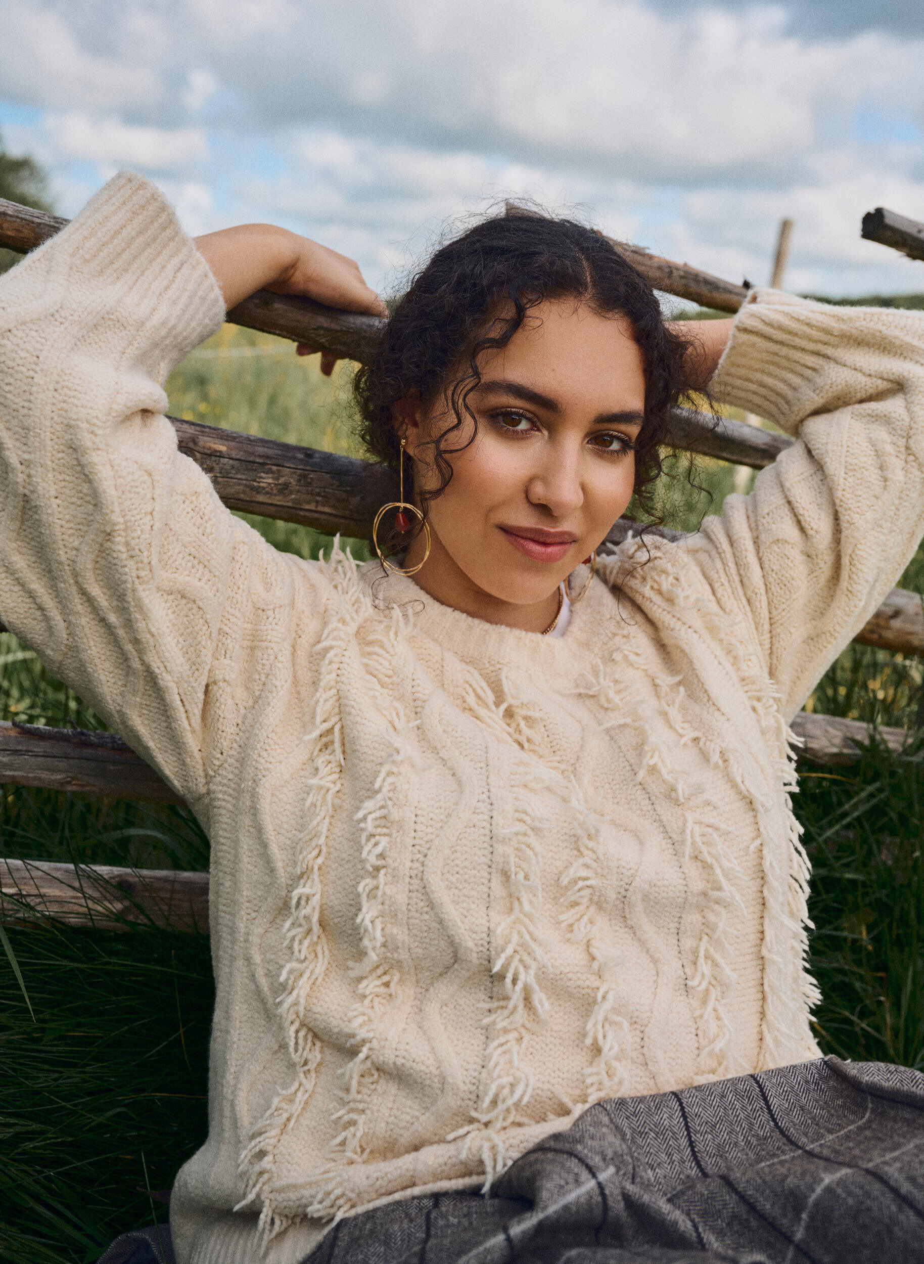 Zizzi Strick mit Rundhalsausschnitt und Strukturmuster, Beige, Image image number 0