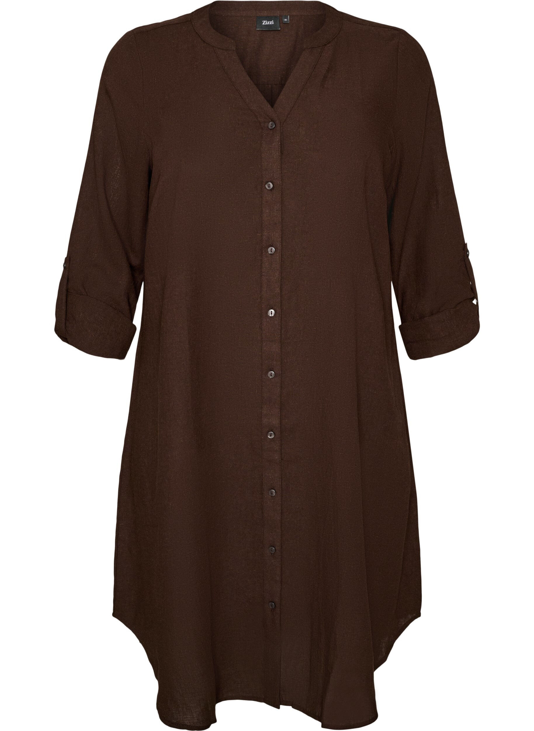 Lange Bluse aus Leinen und Viskose