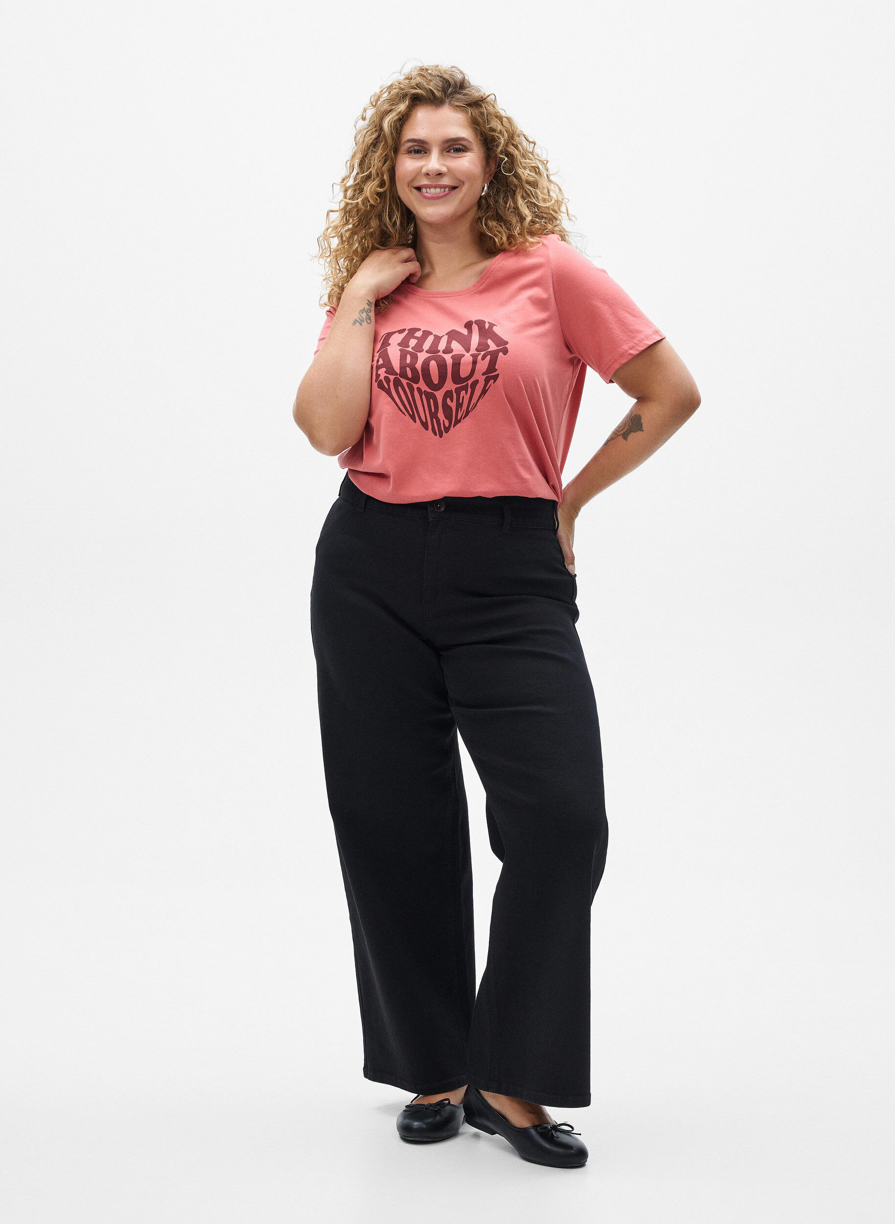 Zizzi FLASH - T-Shirt mit Print, Rot, Model image number 1