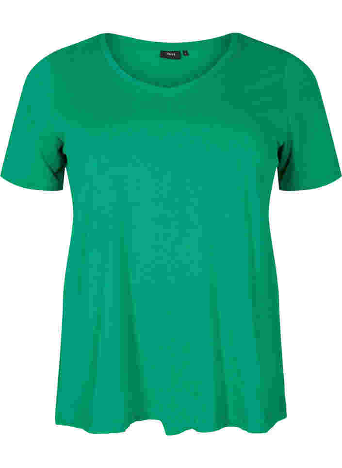 Einfarbiges basic T-Shirt aus Baumwolle, Jolly Green, Packshot image number 0