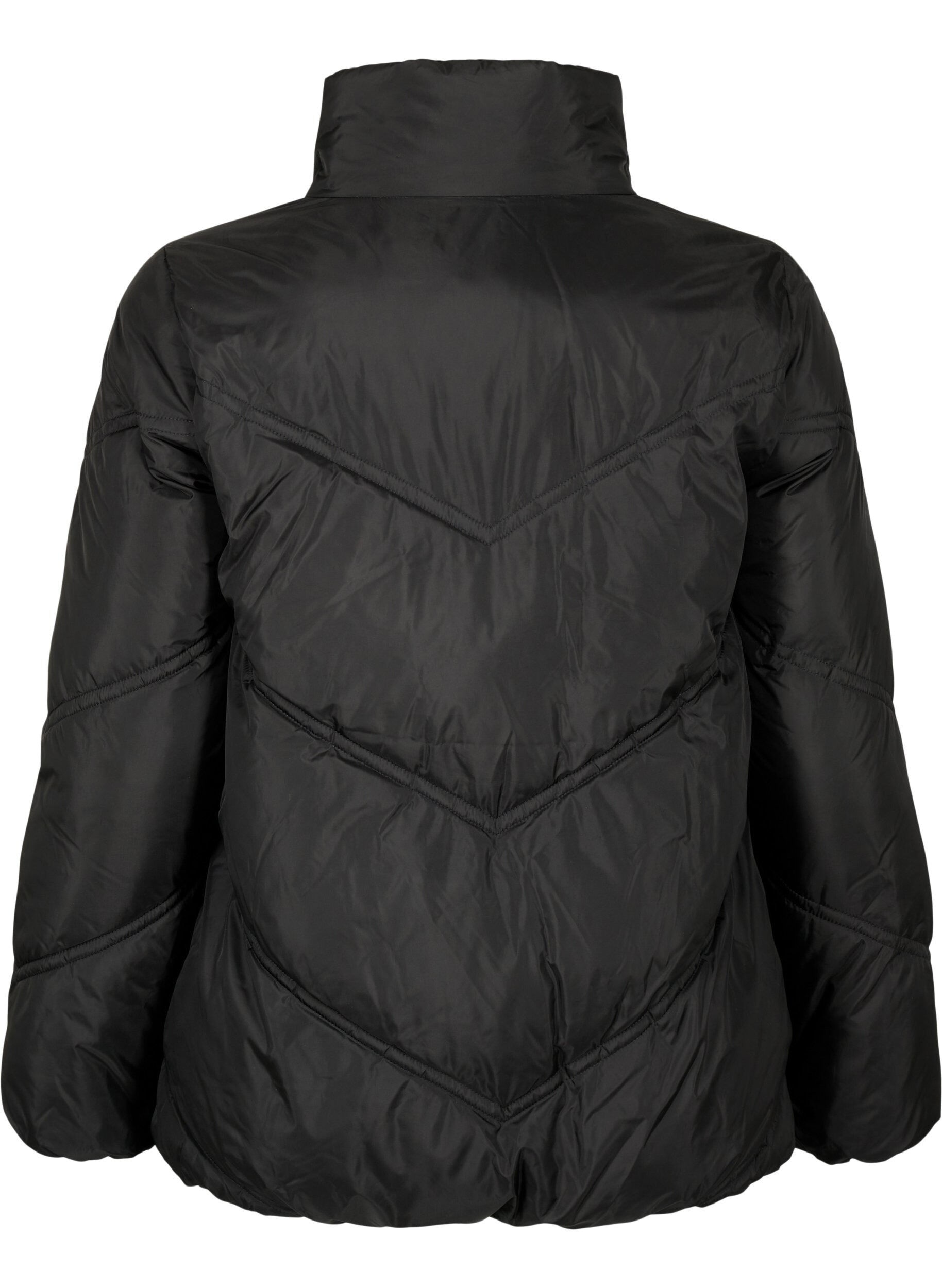Zizzi Kurze Puffer-Winterjacke mit Taschen, Black, Packshot image number 1