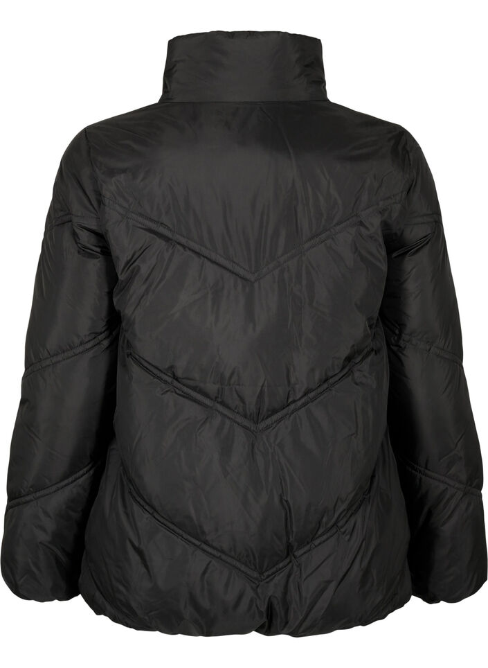 Kurze Puffer-Winterjacke mit Taschen, Black, Packshot image number 1