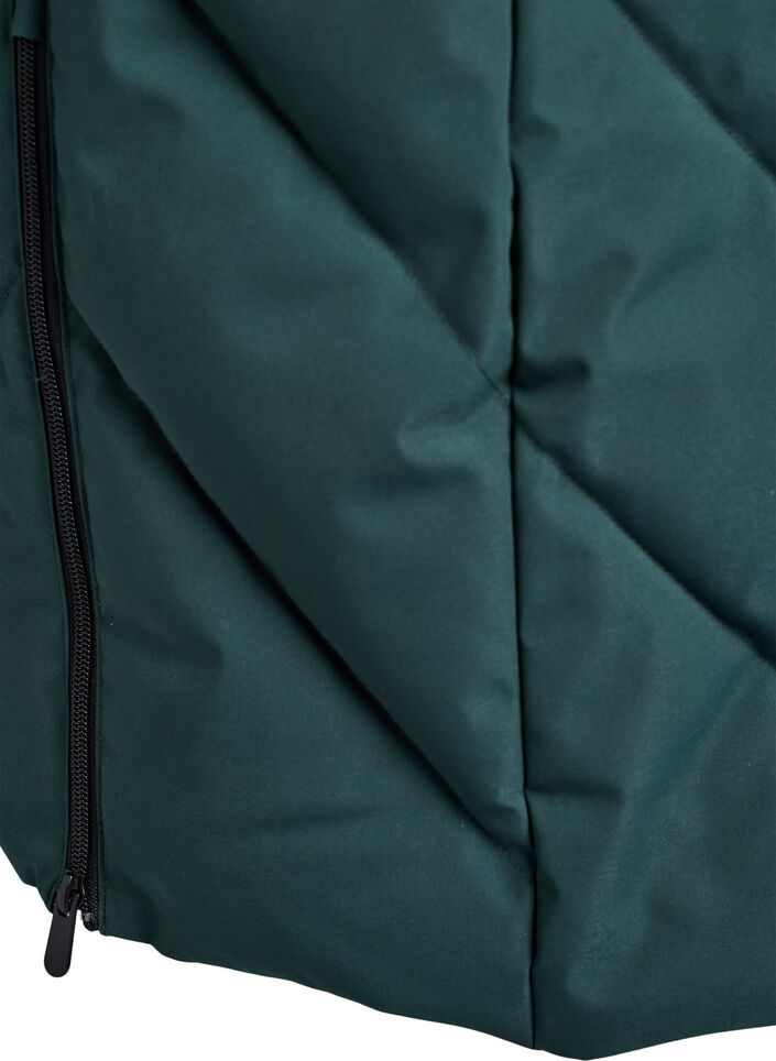Langer Wintermantel mit Hakenverschl&uuml;ssen und Kunstfellkragen, Gr&uuml;n, Packshot image number 4