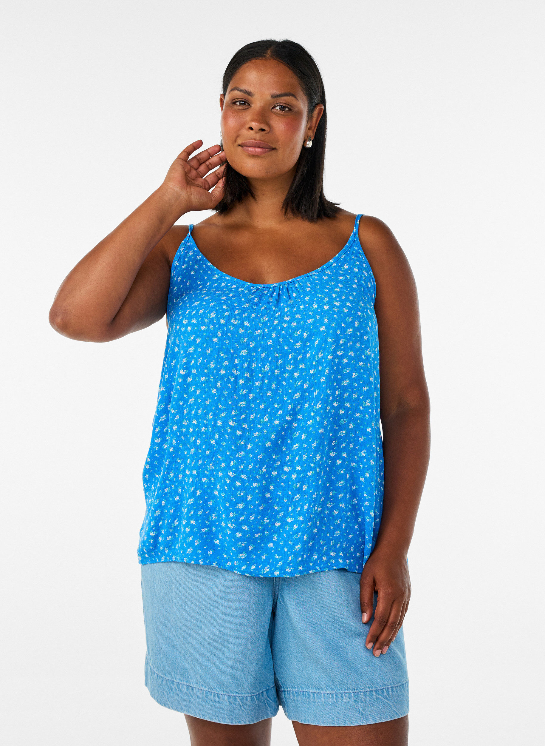 Tr&auml;gertop aus Viskose, Blau, Model