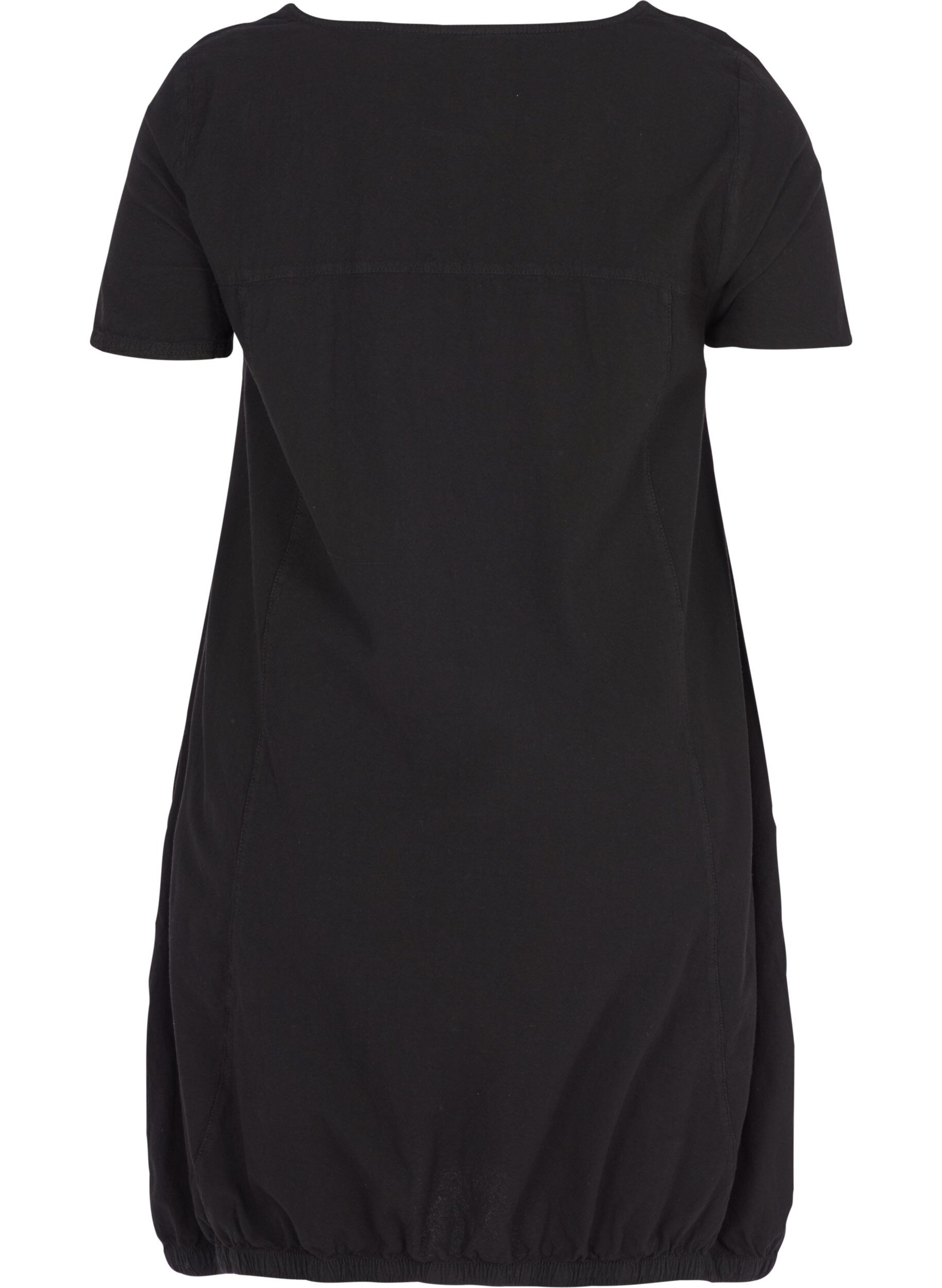 ZizziKurzarm Kleid aus Baumwolle, Schwarz, Packshot image number 1