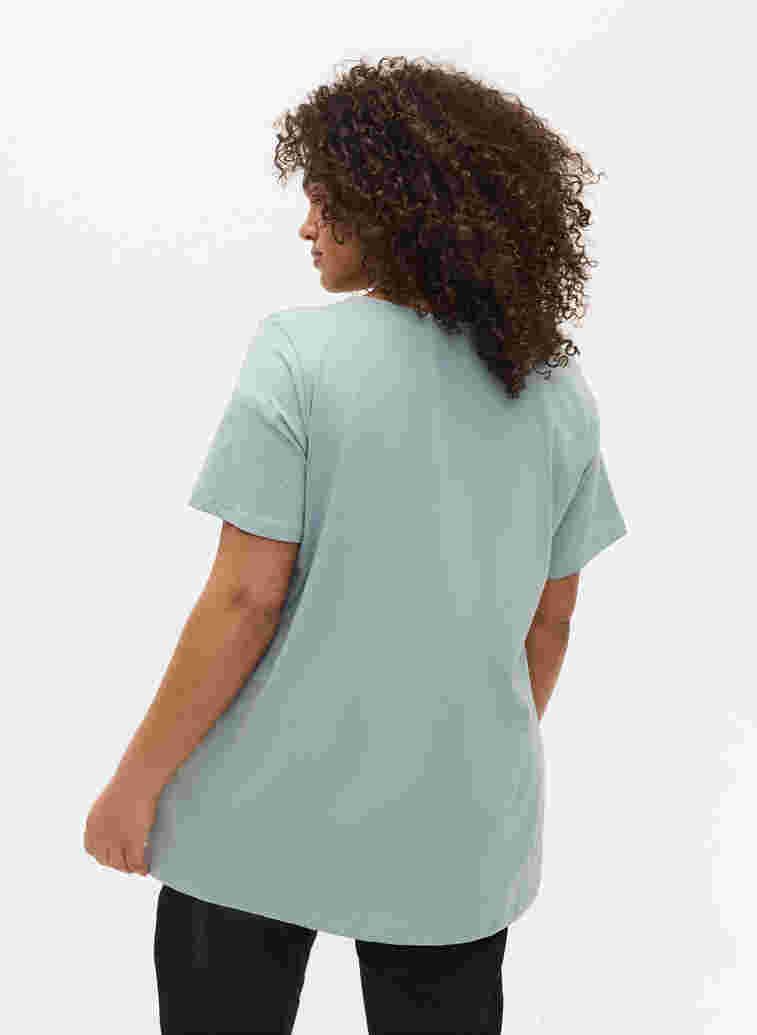 Kurzarm T-Shirt mit Spitzendetails, Silver Blue, Model image number 1