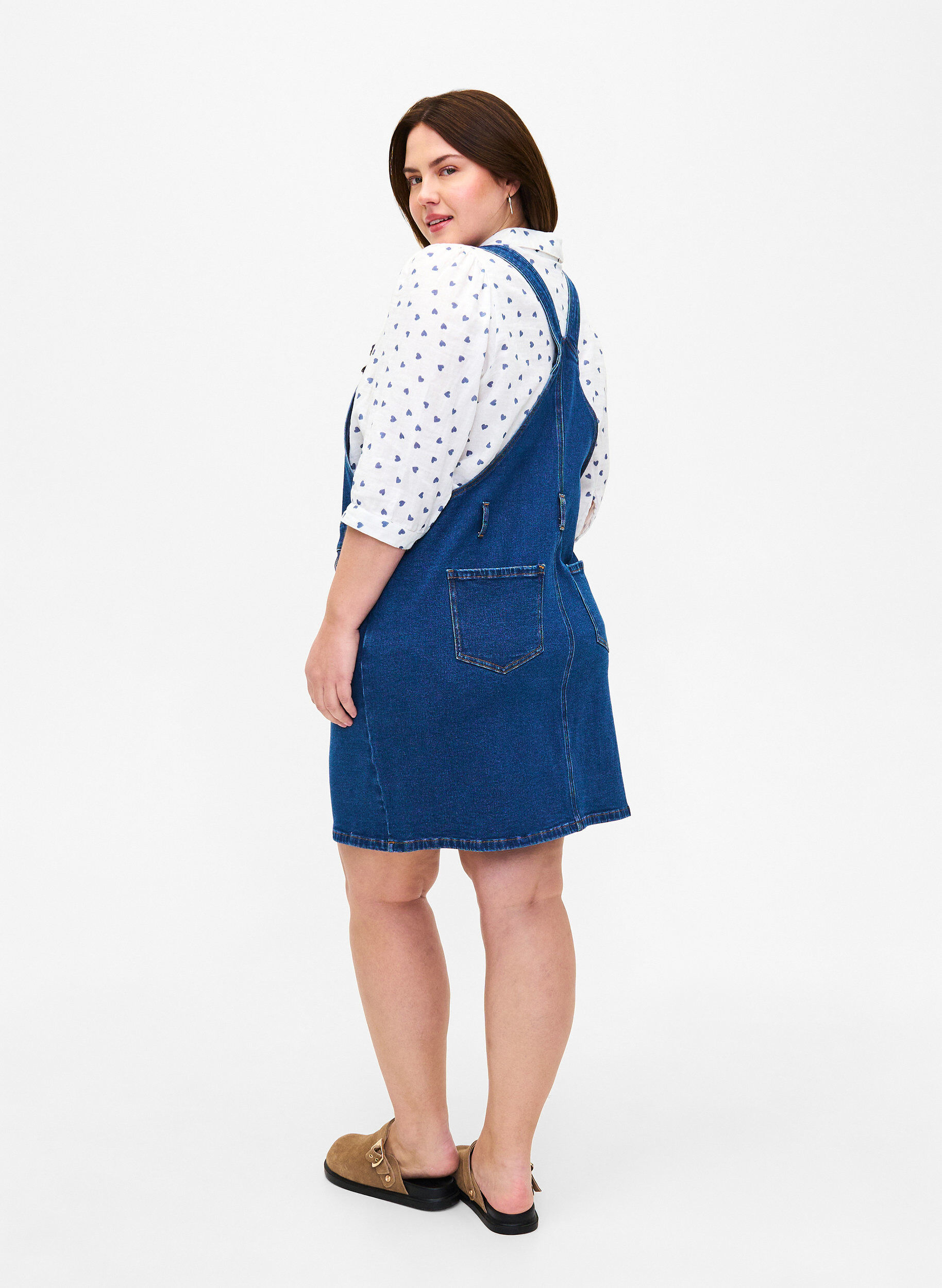 Zizzi Denim Dungarees Kleid, Blau, Model image number 2