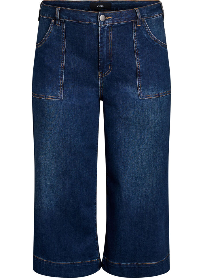 Denim-Knickers mit weiten Beinen, Blau, Packshot image number 0