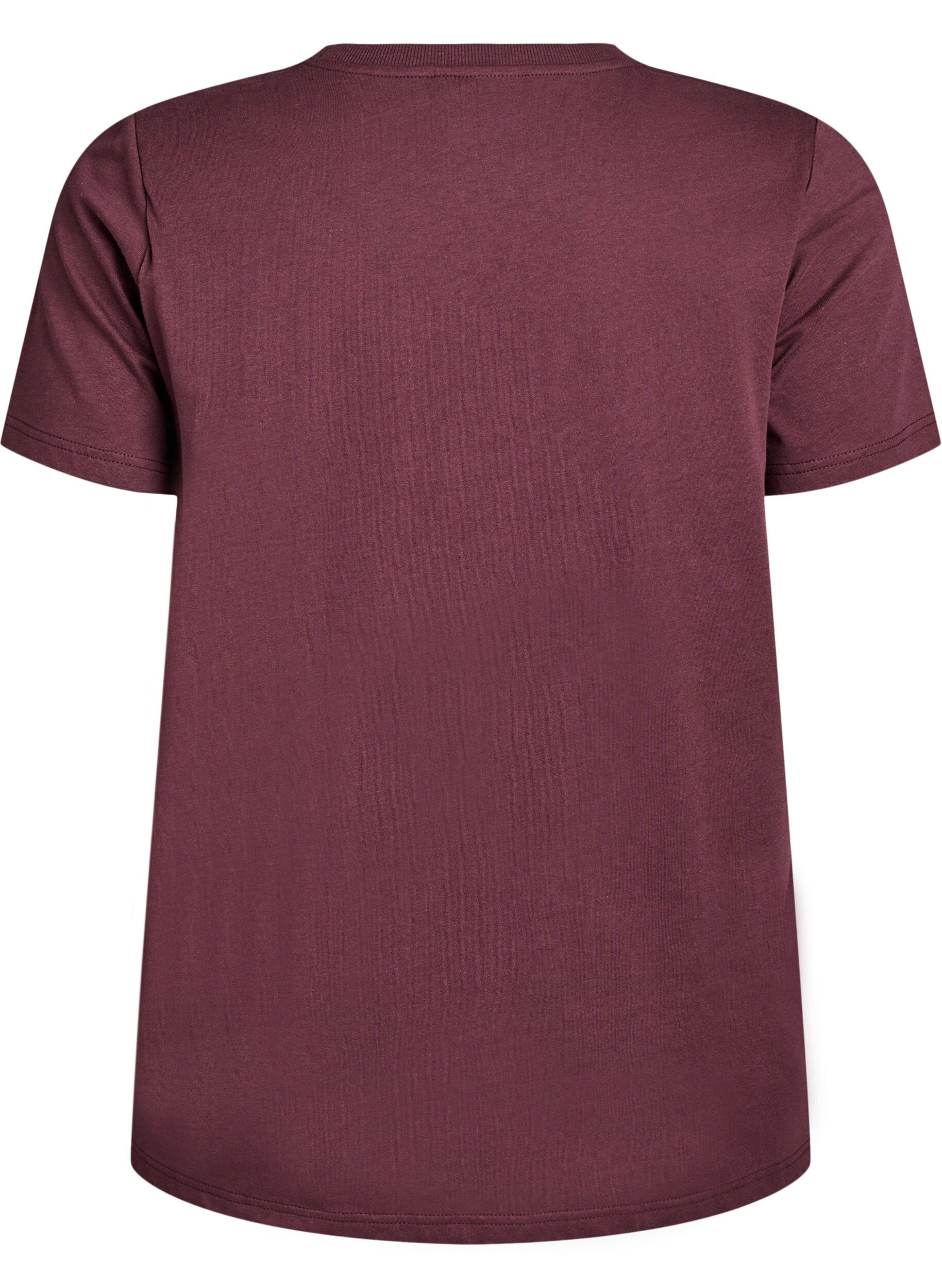 Zizzi Basic-T-Shirt aus Baumwolle mit Schulterpolstern, Dunkles Bordeaux, Packshot image number 1