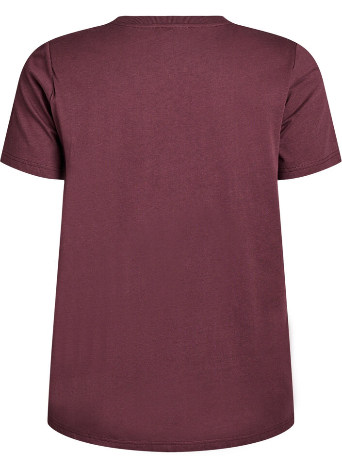Basic-T-Shirt aus Baumwolle mit Schulterpolstern, Dunkles Bordeaux, Packshot image number 1