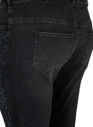 Hoch taillierte Amy Jeans mit Strasssteinen, Grey Denim, Packshot image number 3