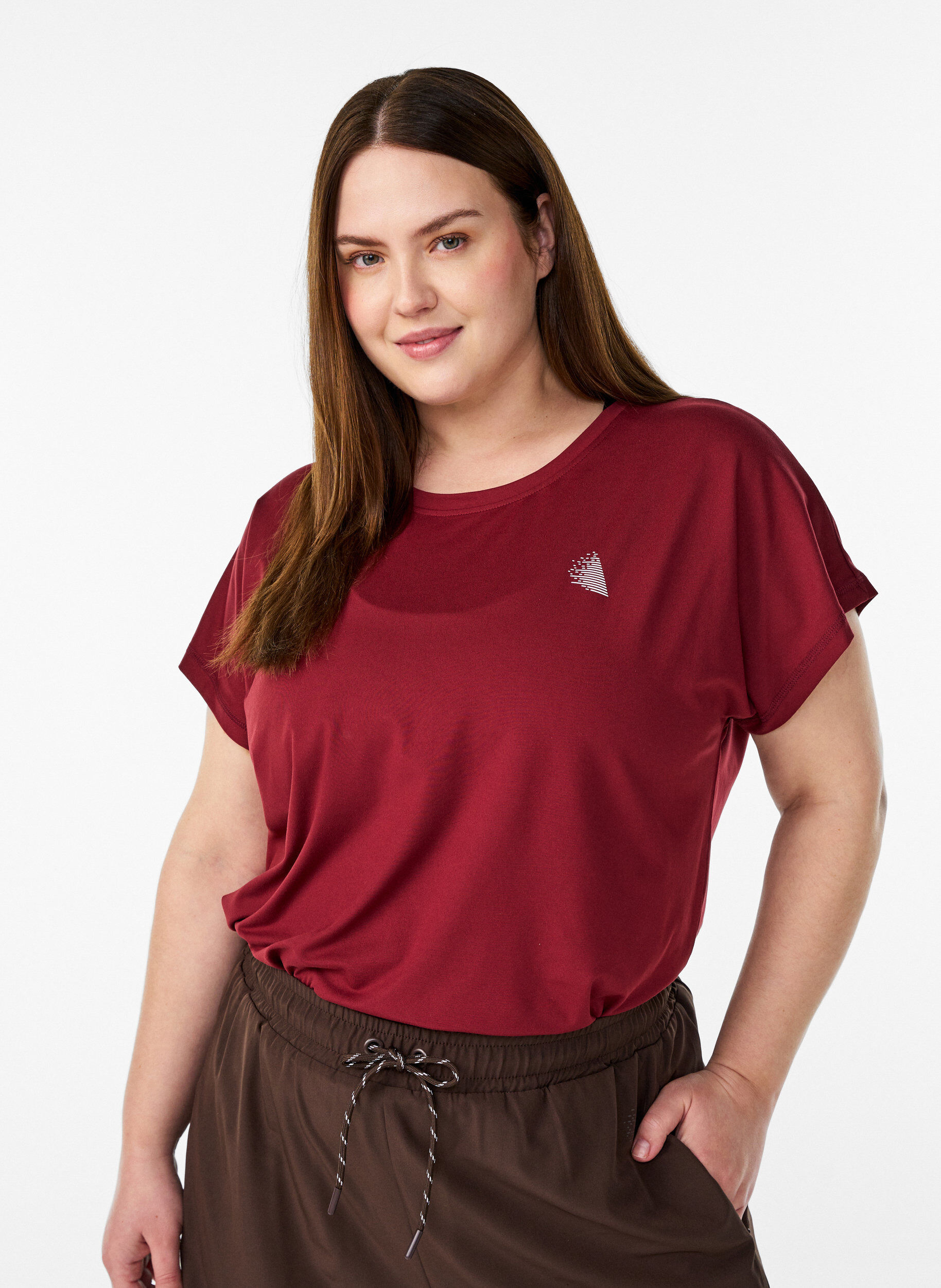 Einfarbiges Trainings-T-Shirt, Rot, Model