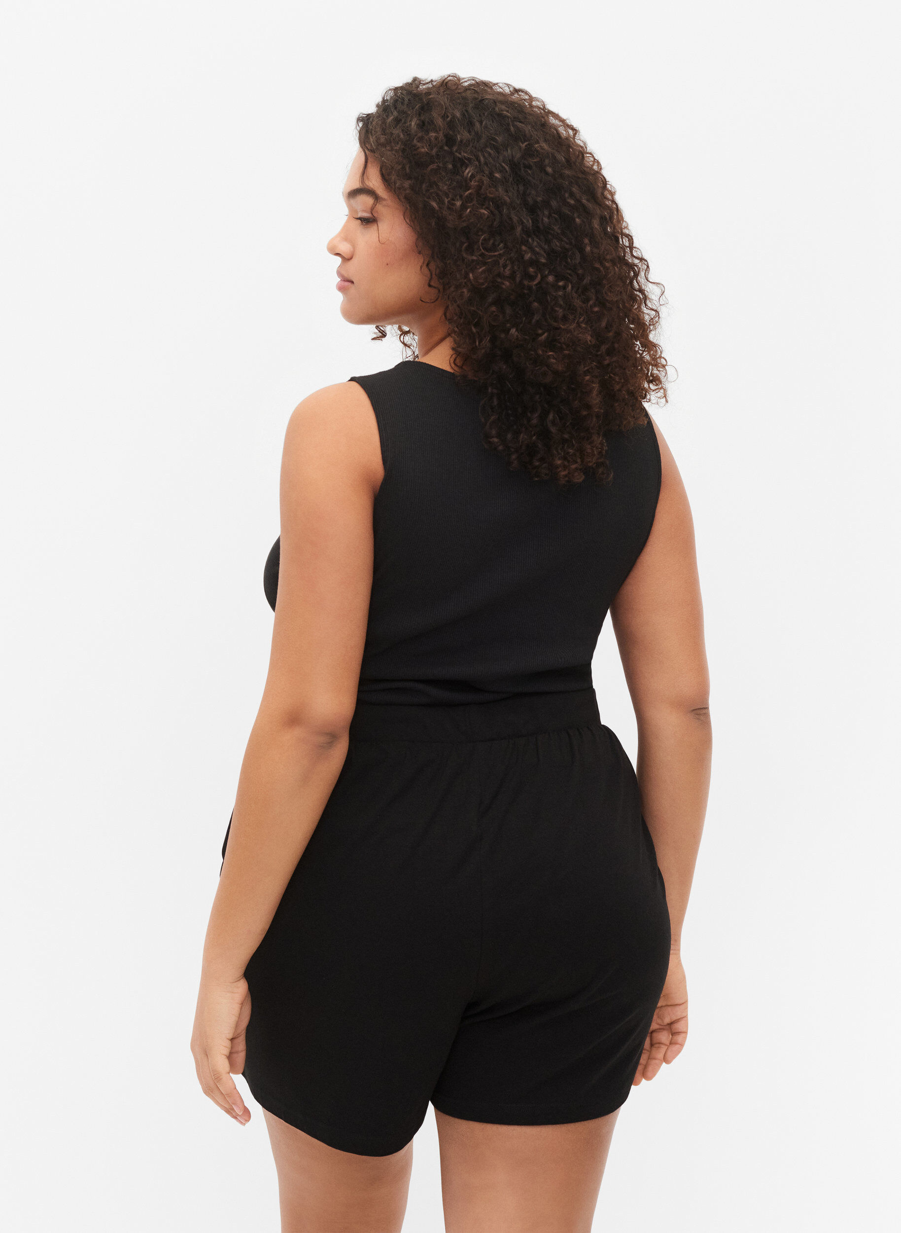 Zizzi Lockere Pyjamahose aus Baumwollmischung, Schwarz, Model image number 2